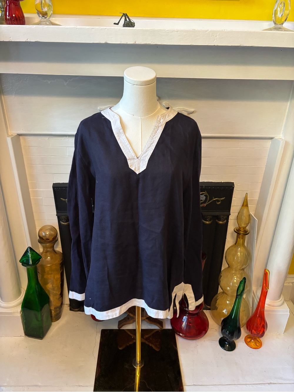 Lands' End Navy Tunic with White Trim